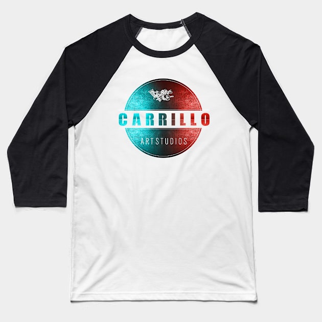 carrillo art studios logo blue and red Baseball T-Shirt by carrillo_art_studios